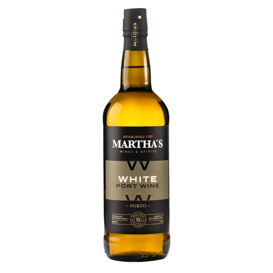 Martha's White Port Wine bottle on a white background