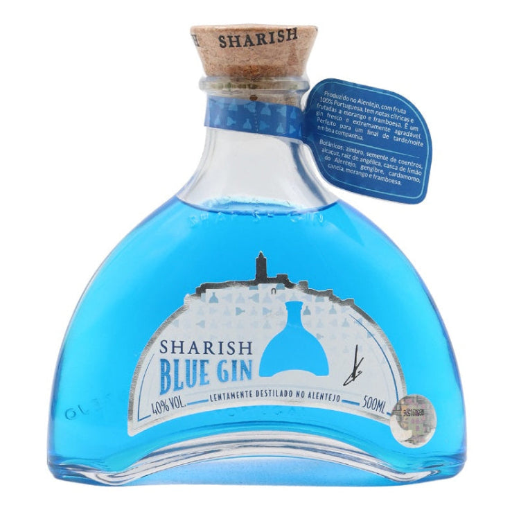 Sharish Blue Gin bollte with a white background