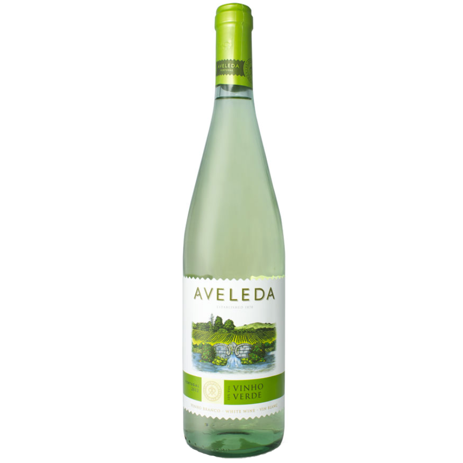 Aveleda wine bottle on a white background