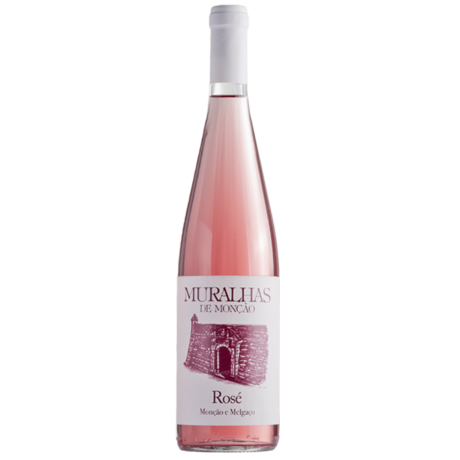 Bottle of Muralhas de Moncao Rosé wine on a white background
