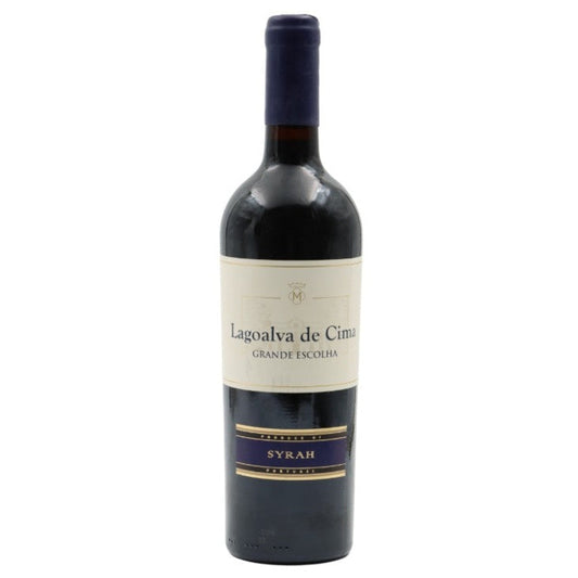 Red wine bottle with a visible label on a white background